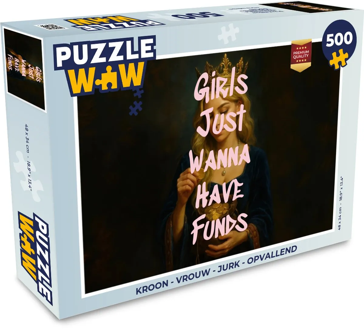PuzzleWow Kroon Vrouw Jurk Legpuzzel 500 Stuks
