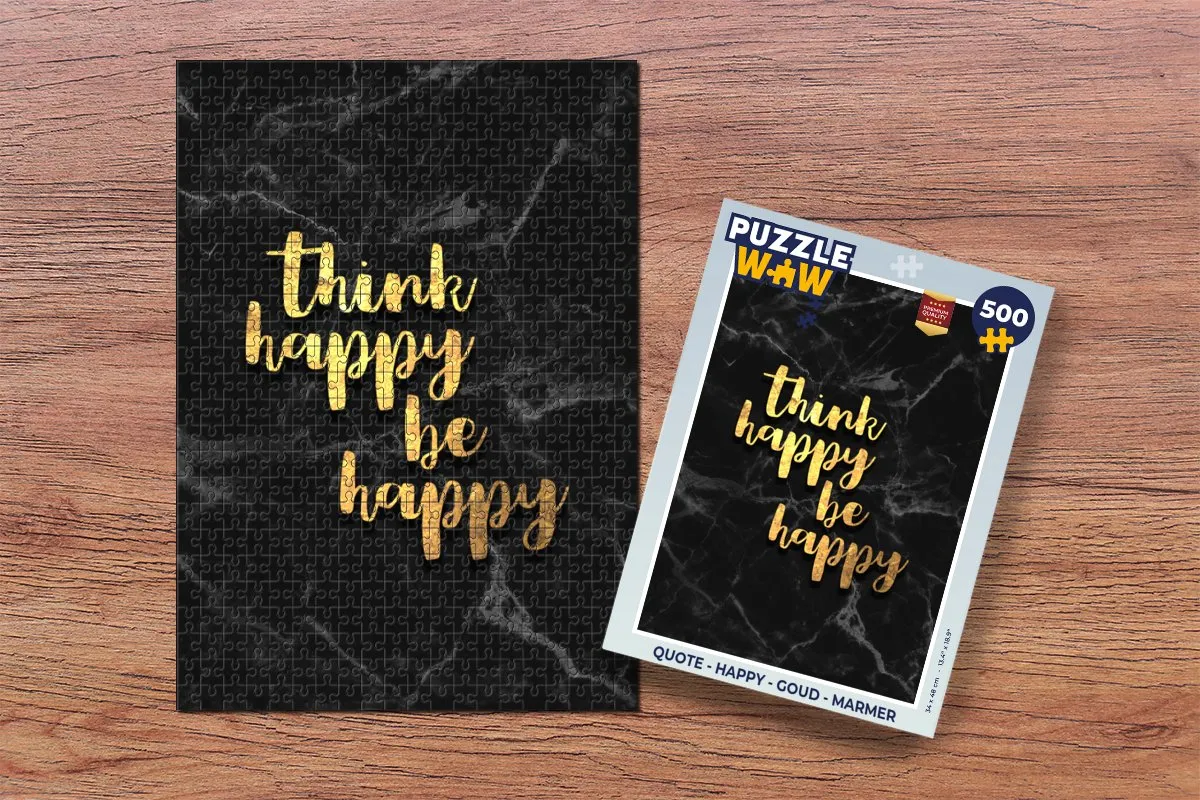 PuzzleWow Quote Happy Marmer Legpuzzel 500 Stuks - Goud