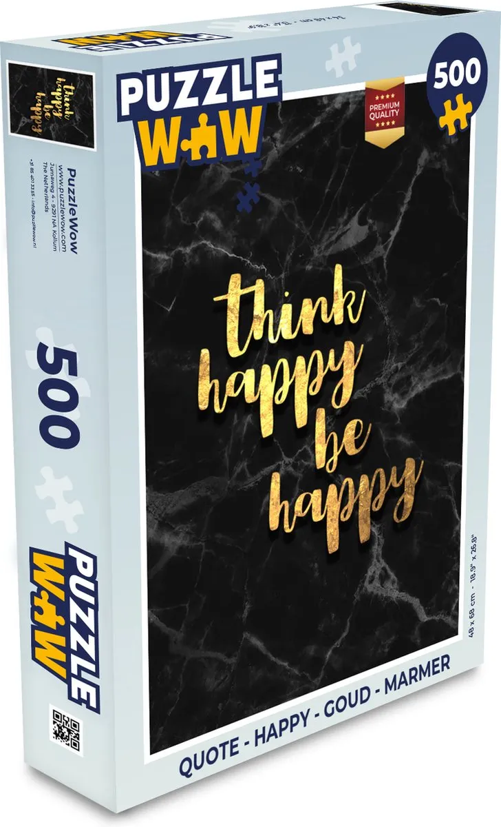 PuzzleWow Quote Happy Marmer Legpuzzel 500 Stuks - Goud