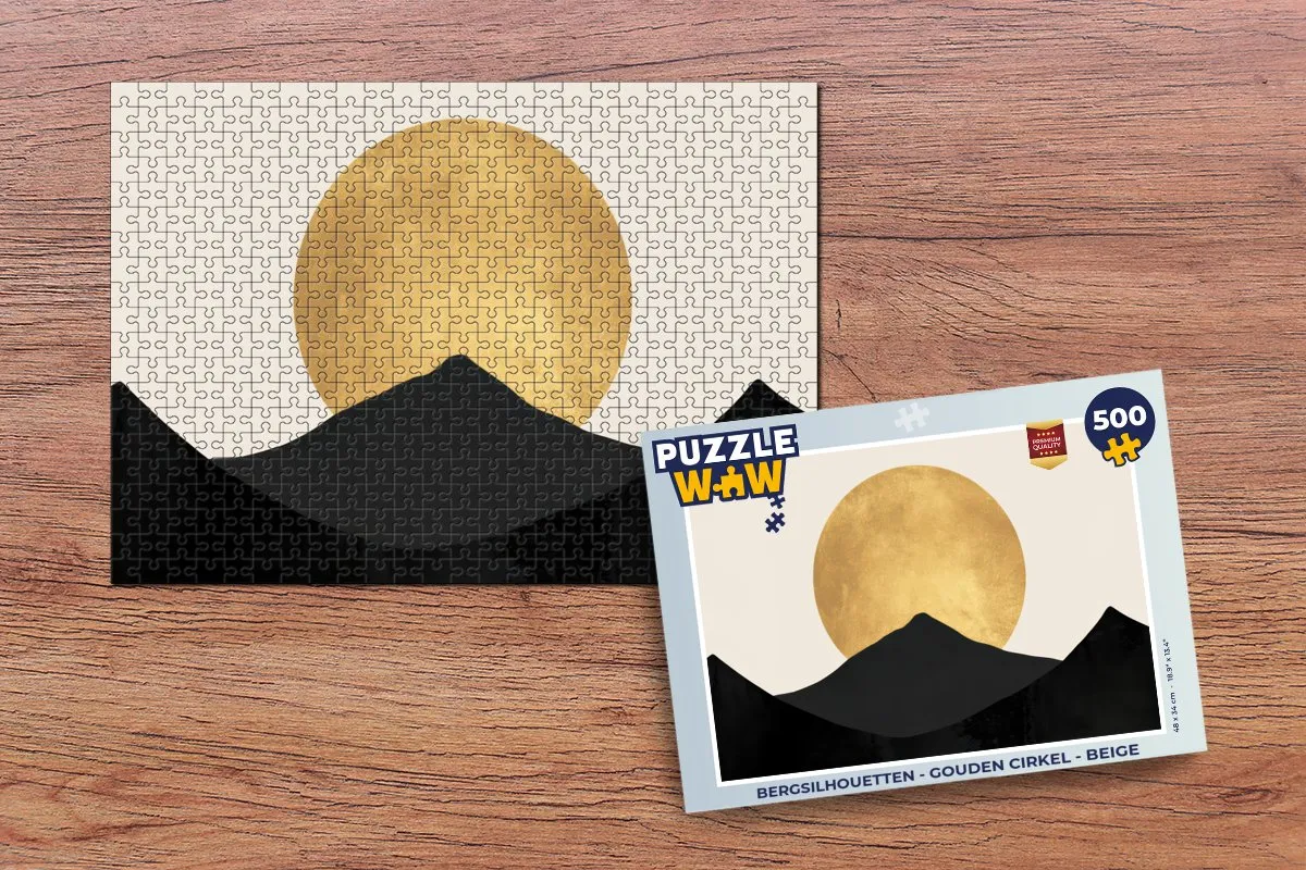 PuzzleWow Bergsilhouetten Legpuzzel 500 Stuks - Beige