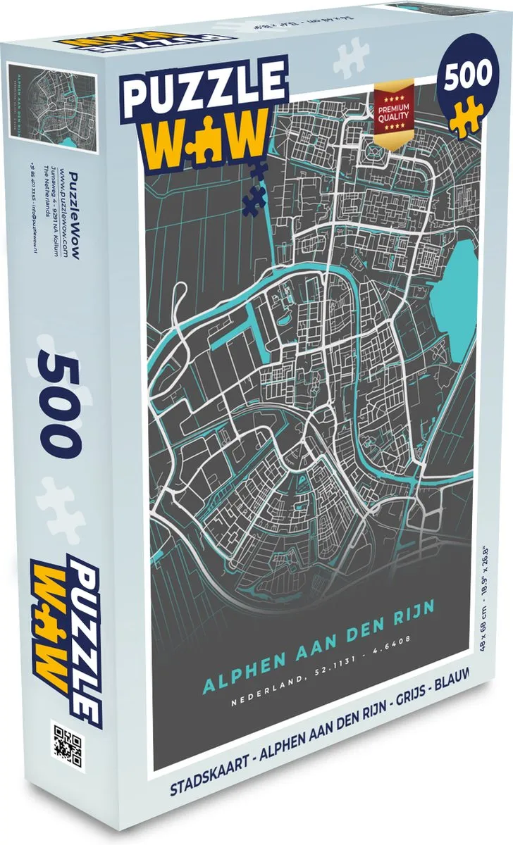 PuzzleWow Stadskaart Alphen aan den Rijn Legpuzzel 500 Stuks