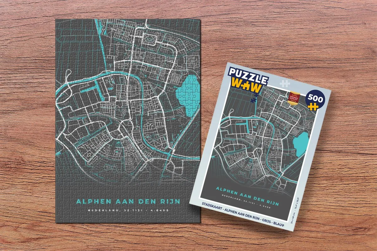 PuzzleWow Stadskaart Alphen aan den Rijn Legpuzzel 500 Stuks - Multicolor