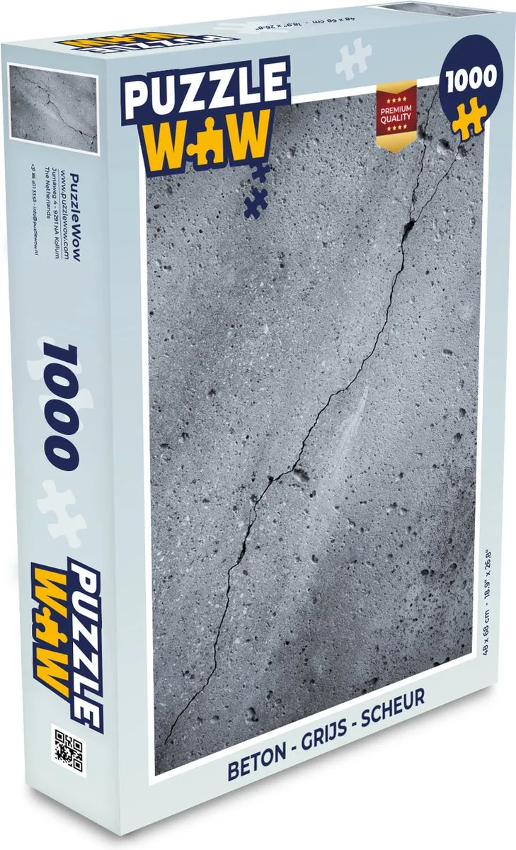 PuzzleWow Beton Scheur Legpuzzel 1000 Stuks - Multicolor