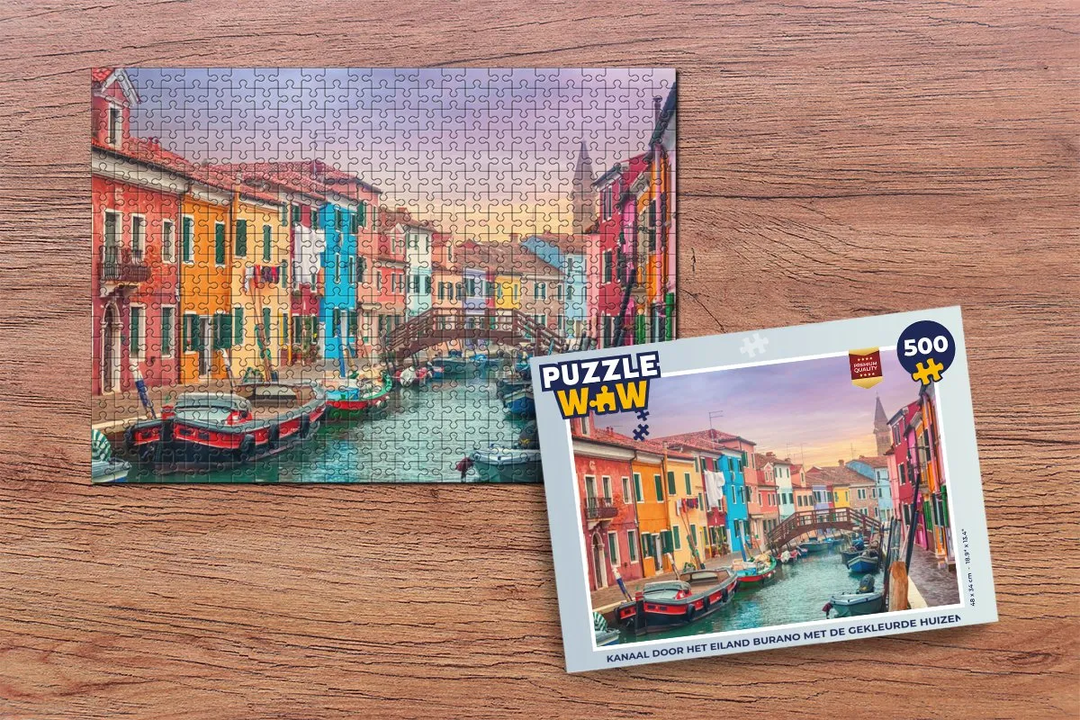 PuzzleWow Kanaal door Burano Legpuzzel 500 Stuks - Multicolor