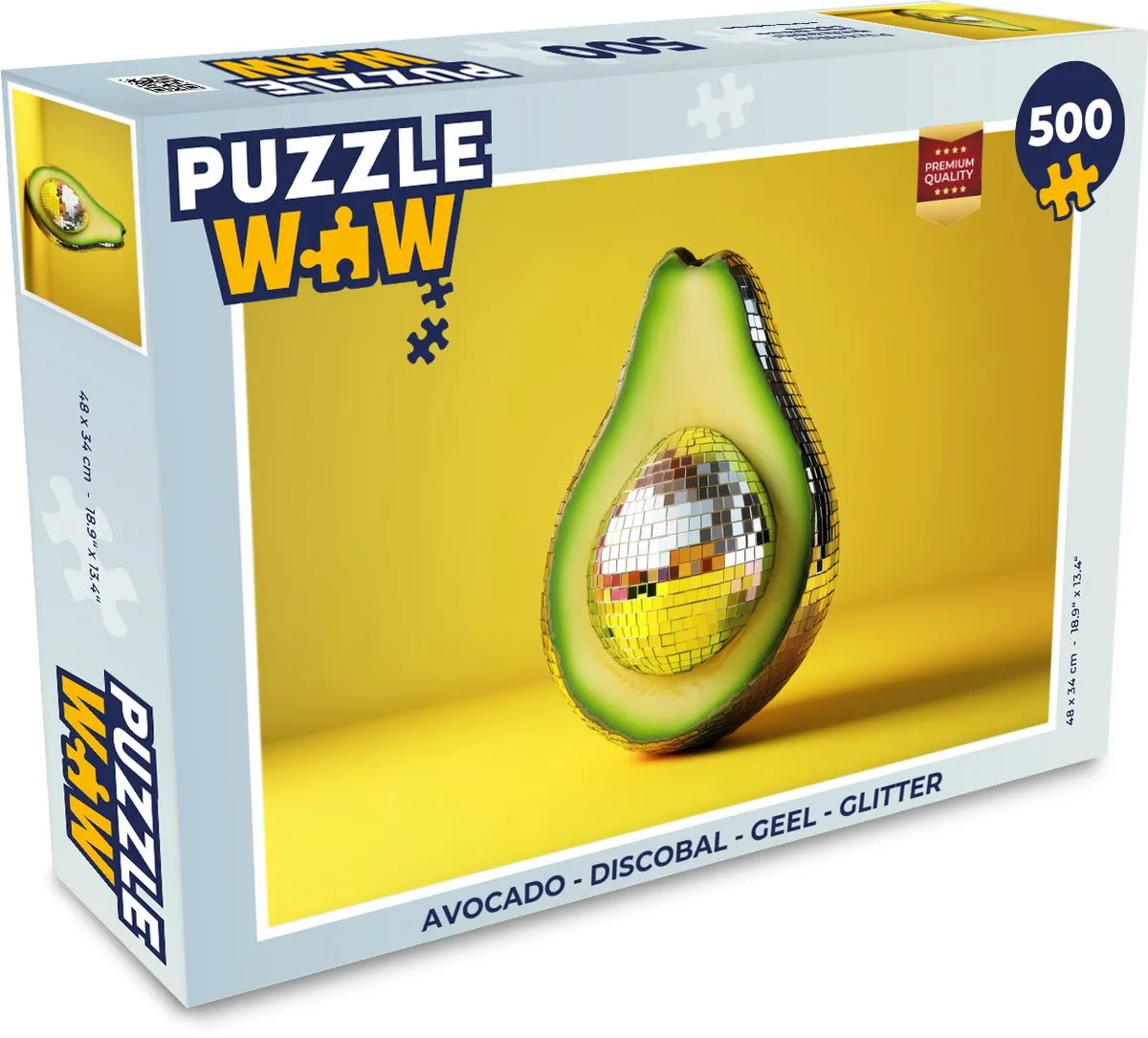 PuzzleWow Avocado Discobal Legpuzzel 500 Stuks - Geel