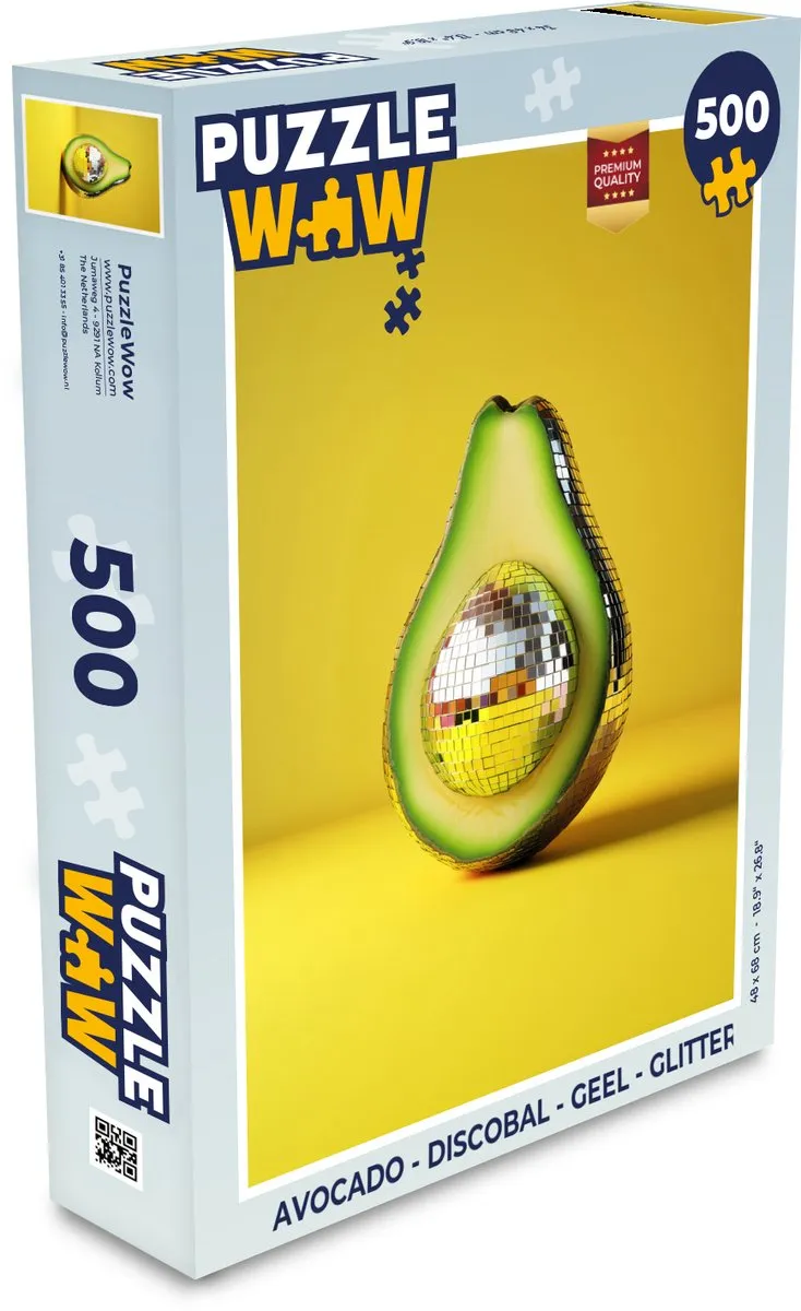 PuzzleWow Avocado Discobal Legpuzzel 500 Stuks - Geel