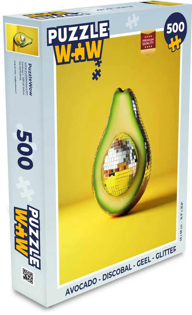 PuzzleWow Avocado Discobal Legpuzzel 500 Stuks - Geel