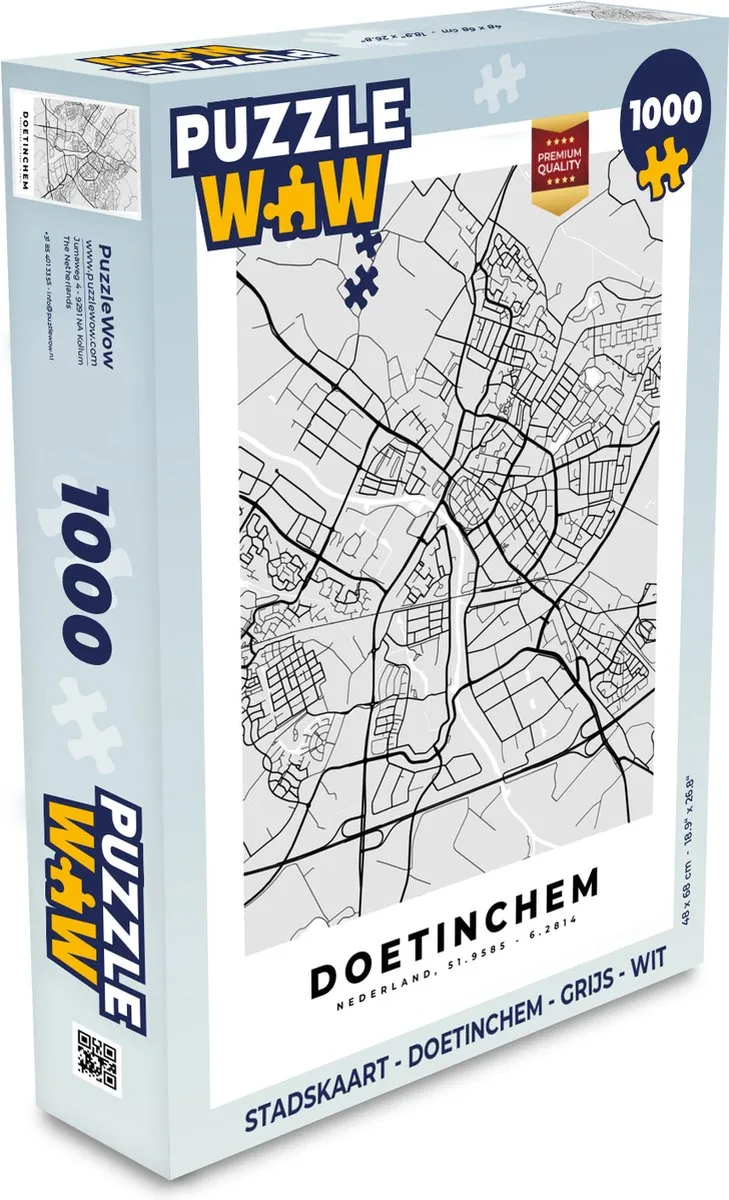 PuzzleWow Stadskaart Doetinchem Legpuzzel 1000 Stuks