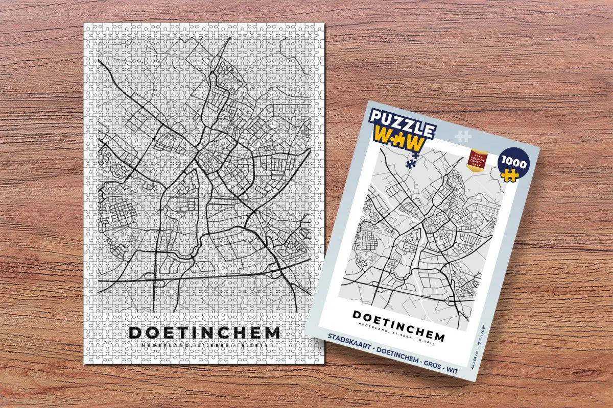 PuzzleWow Stadskaart Doetinchem Legpuzzel 1000 Stuks - Multicolor