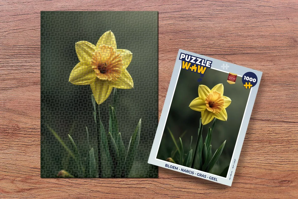 PuzzleWow Bloem Narcis Gras Legpuzzel 1000 Stuks - Geel
