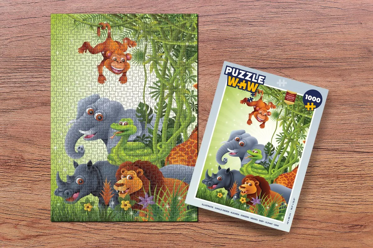 PuzzleWow Jungle Dieren Legpuzzel 1000 Stuks - Multicolor