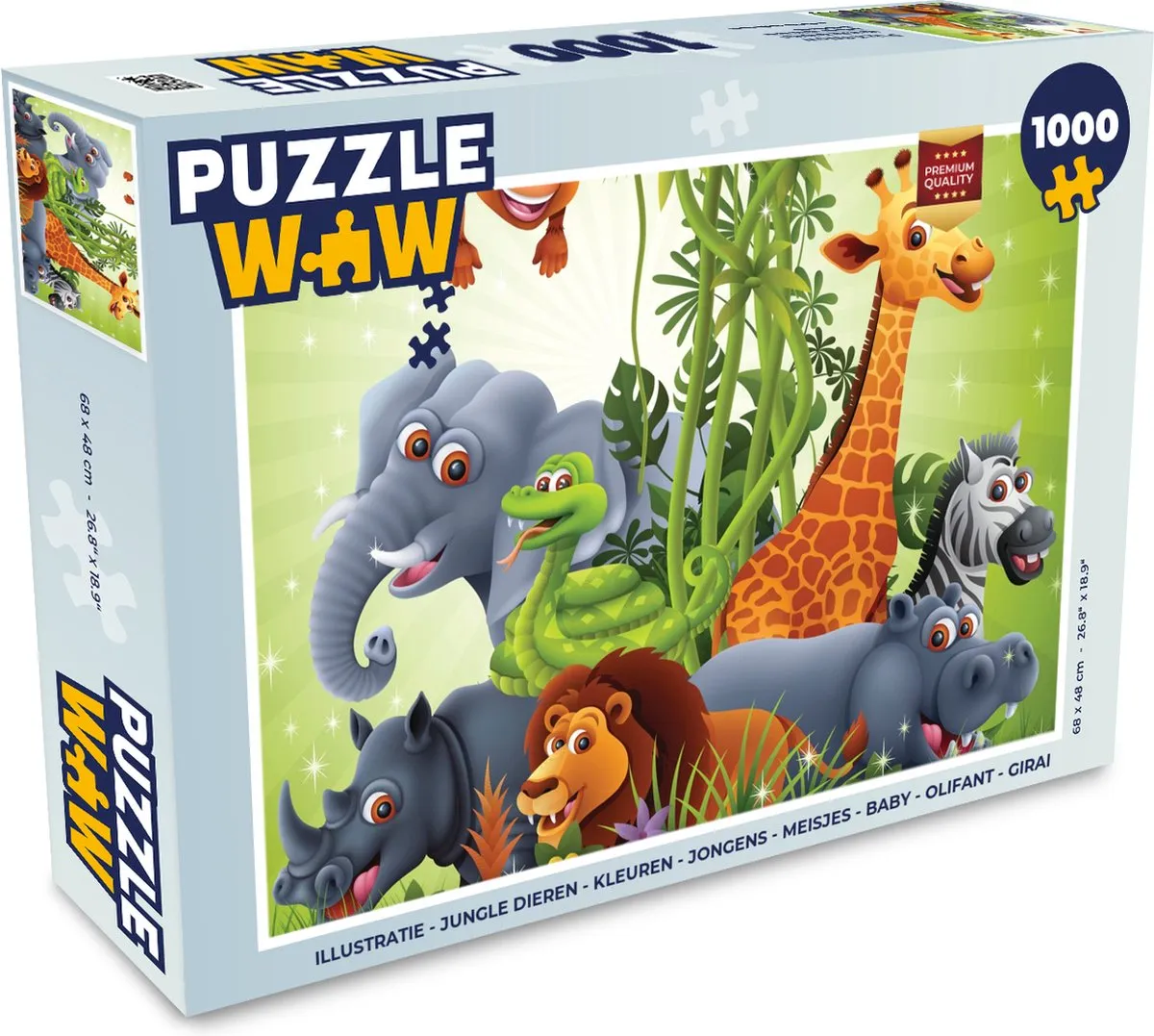 PuzzleWow Jungle Dieren Legpuzzel 1000 Stuks - Multicolor