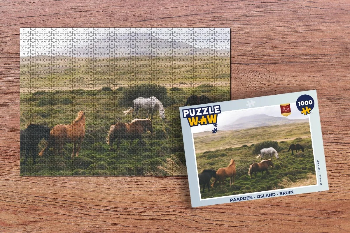 PuzzleWow Paarden IJsland Legpuzzel 1000 Stuks - Multicolor