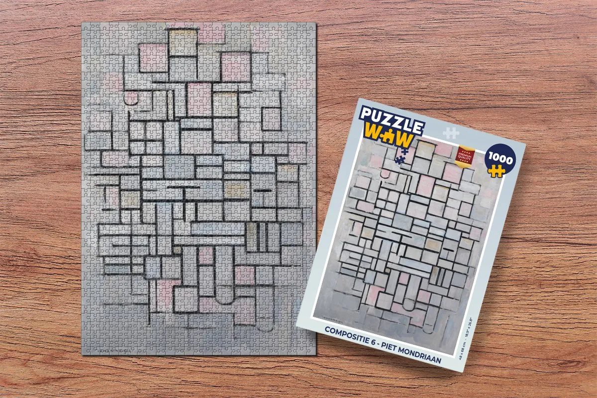 PuzzleWow Compositie 6 Piet Mondriaan Legpuzzel 1000 Stuks - Multicolor
