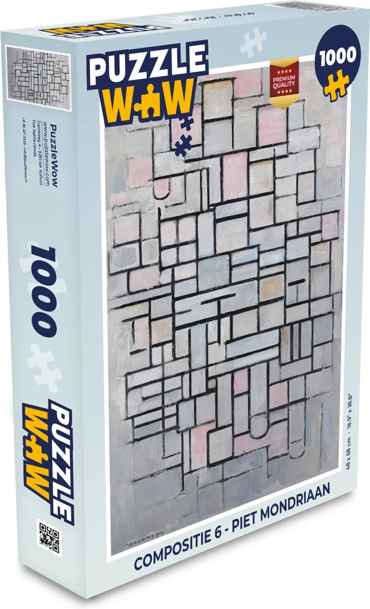PuzzleWow Compositie 6 Piet Mondriaan Legpuzzel 1000 Stuks