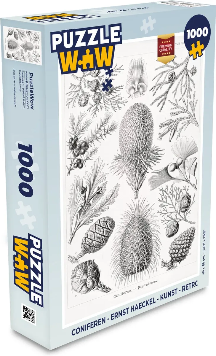 PuzzleWow Ernst Haeckel Coniferen Legpuzzel 1000 Stuks - Multicolor