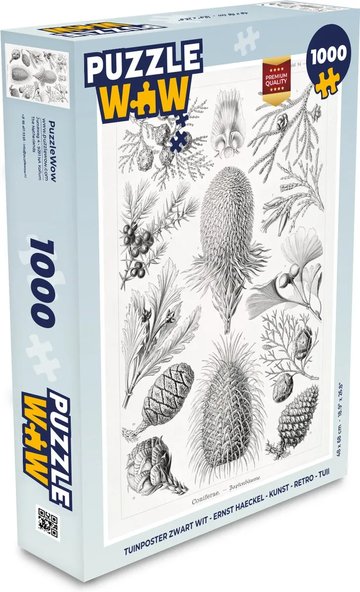 PuzzleWow Ernst Haeckel Coniferen Legpuzzel 1000 Stuks - Multicolor