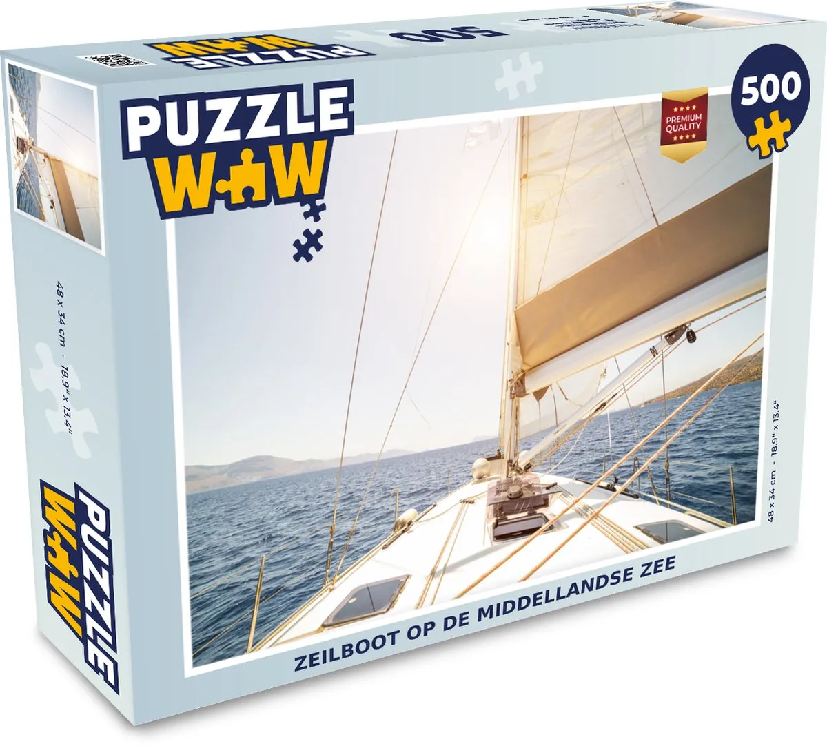 PuzzleWow Legpuzzel Zeilboot Middellandse Zee 500 Stuks