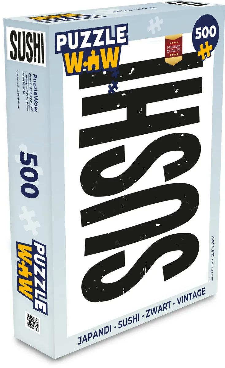 PuzzleWow Japandi Sushi Legpuzzel 500 Stuks - Zwart/Wit