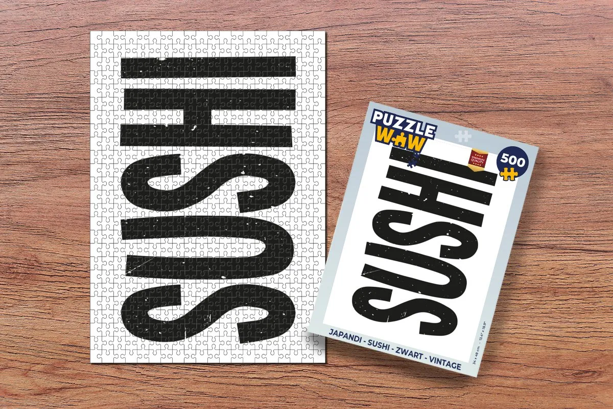 PuzzleWow Japandi Sushi Legpuzzel 500 Stuks - Zwart/Wit