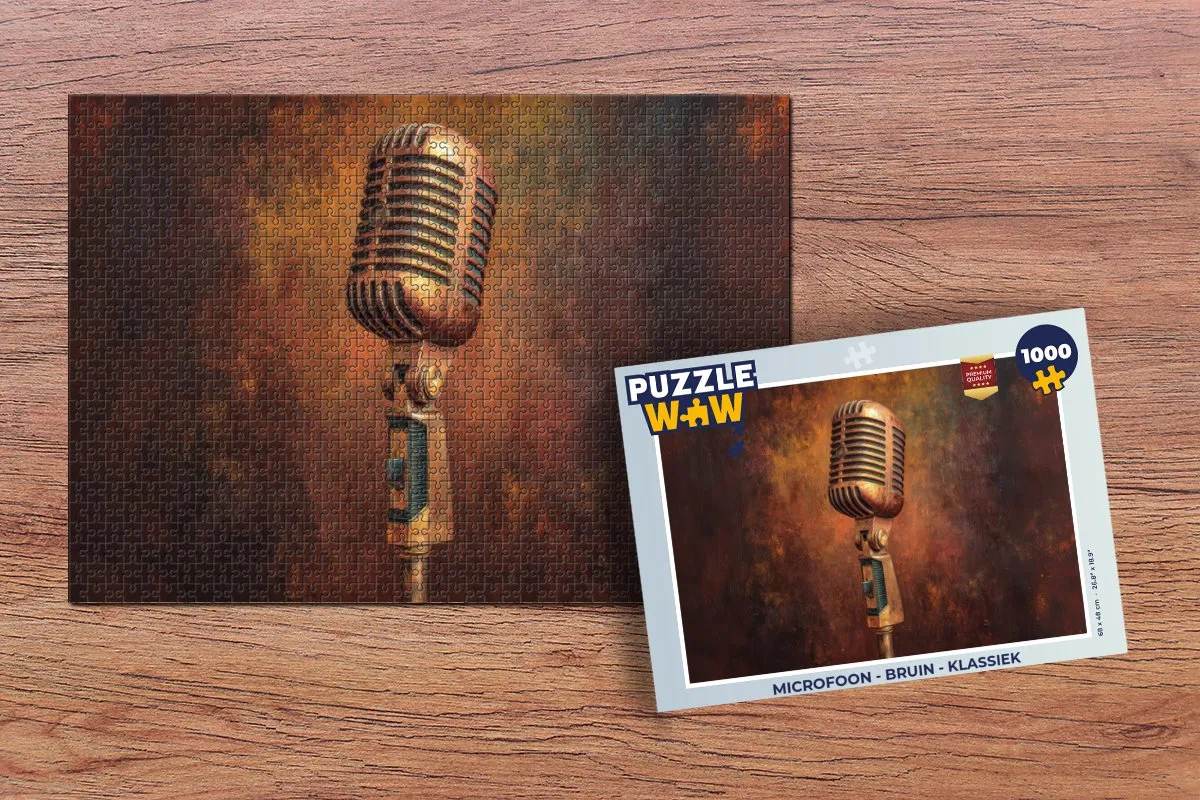 PuzzleWow Microfoon Klassiek Legpuzzel 1000 Stuks - Bruin