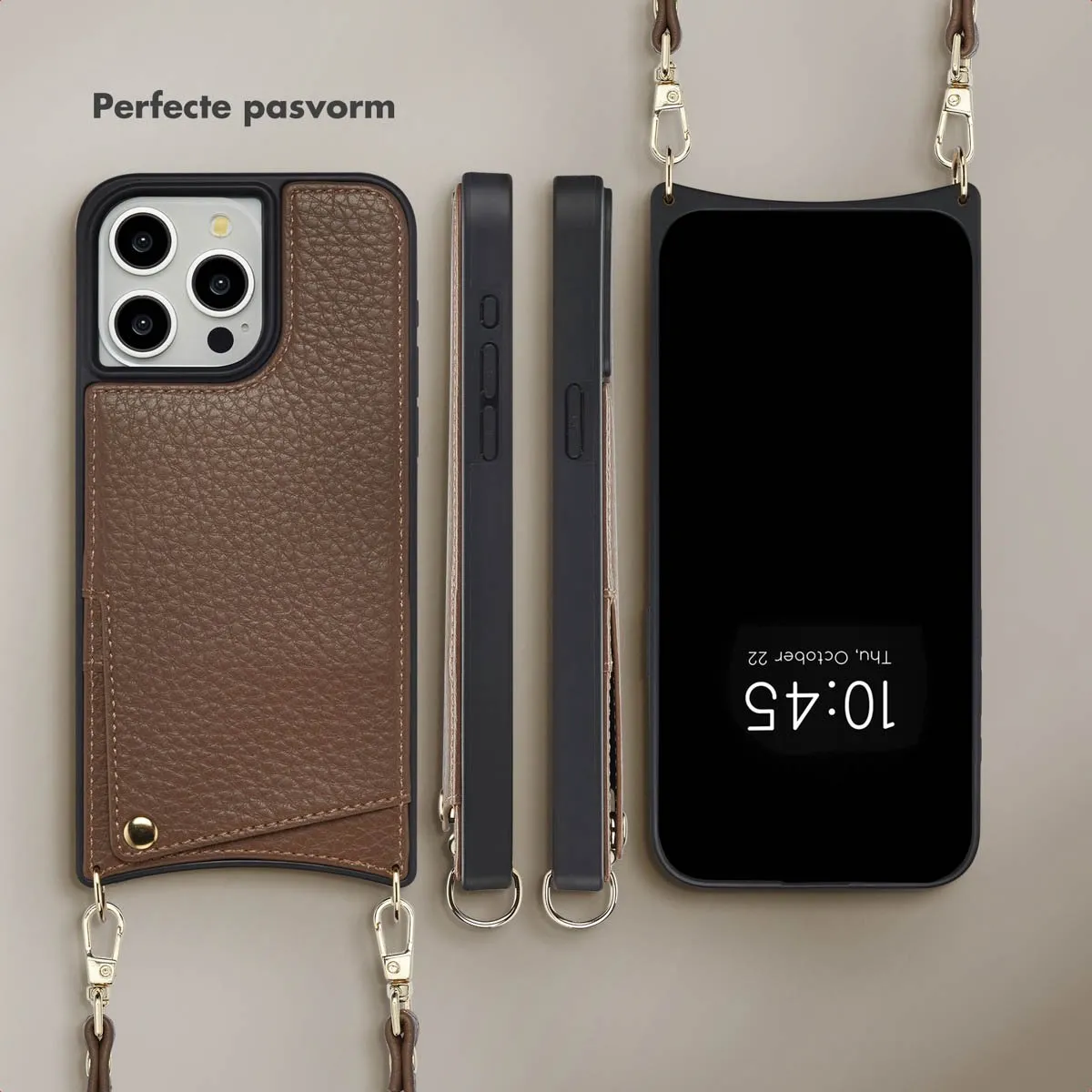 Selencia Hoesje iPhone 15 Pro Max - Mocha Brown - 2 Pasjes