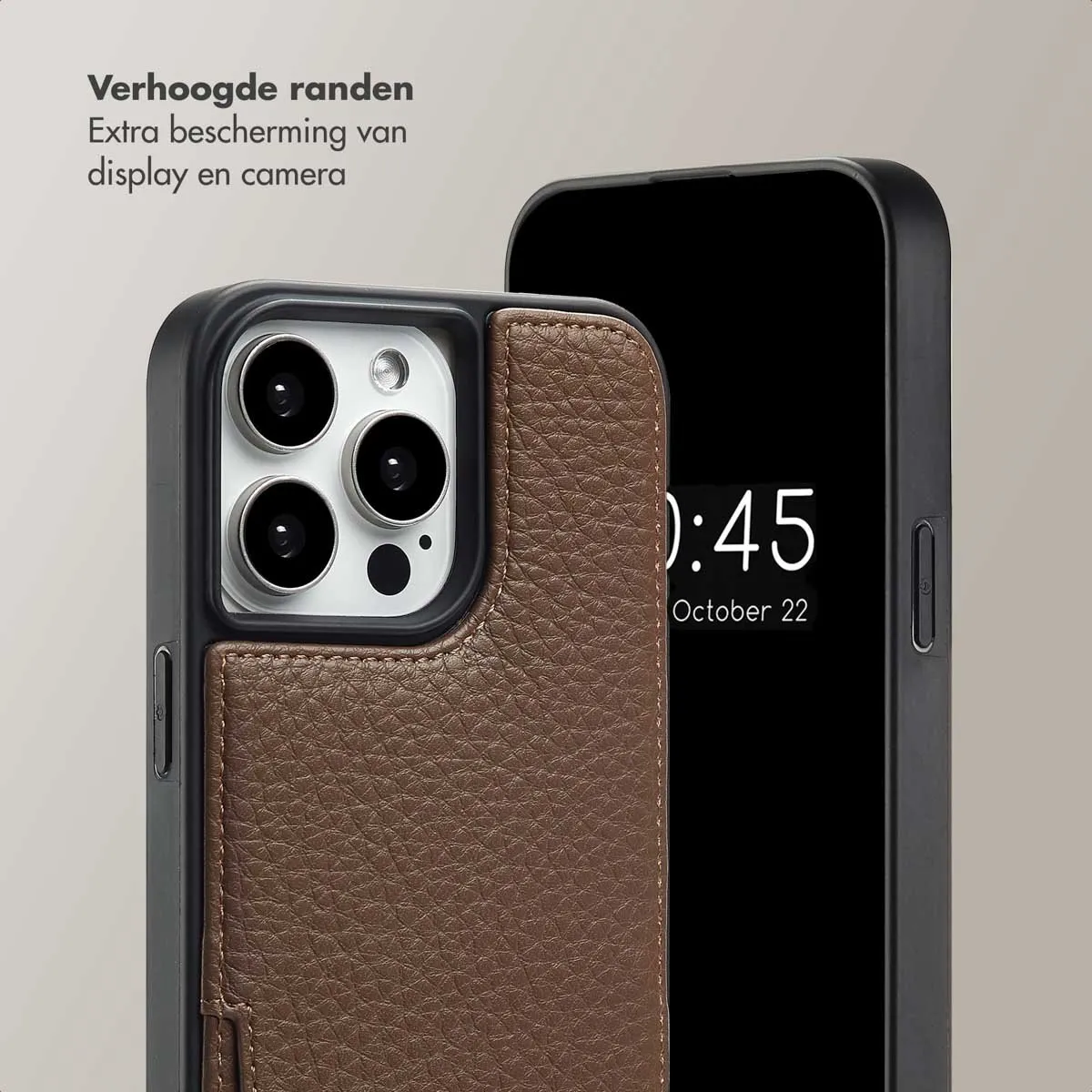 Selencia Hoesje iPhone 15 Pro Max - Mocha Brown - 2 Pasjes - afbeelding 6 van 6