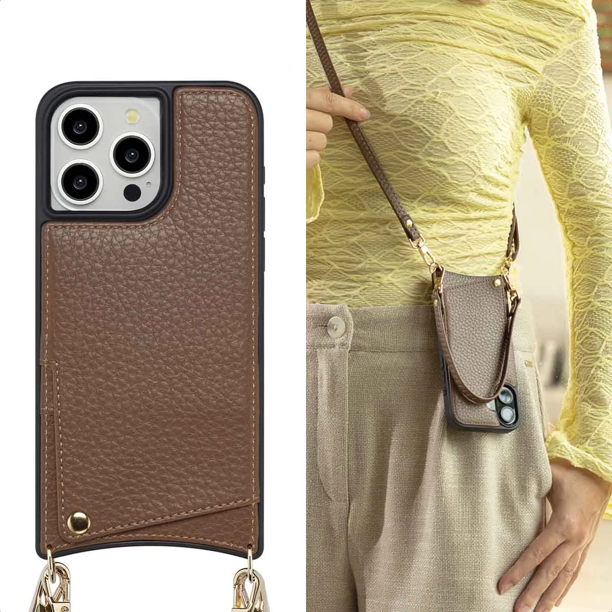 Selencia Hoesje iPhone 15 Pro Max - Mocha Brown - 2 Pasjes