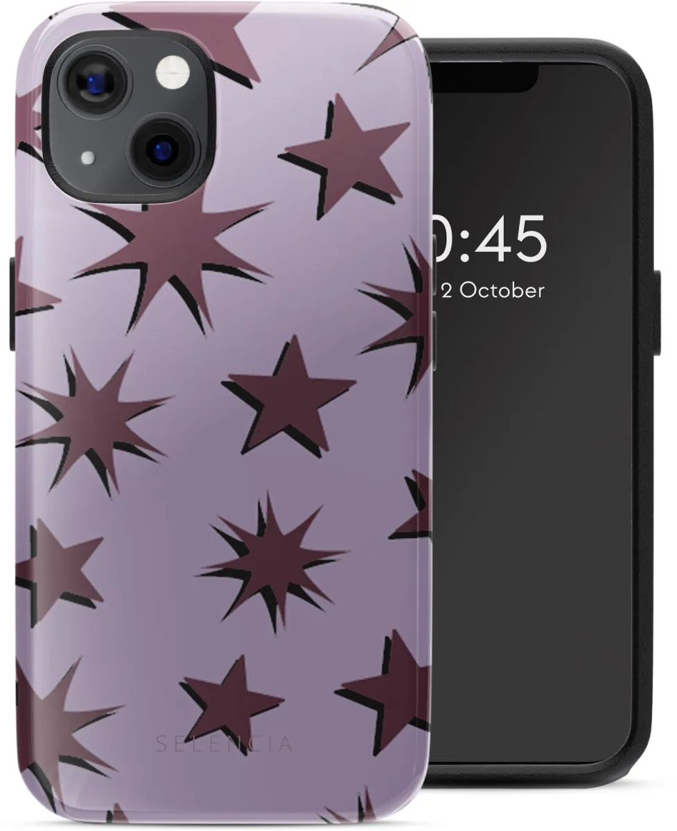 Selencia Hoesje iPhone 13 Stars Plum Lilac