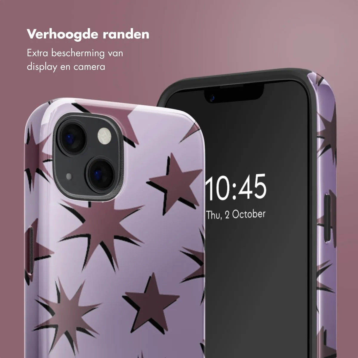 Selencia Hoesje iPhone 13 Stars Plum Lilac - MagSafe