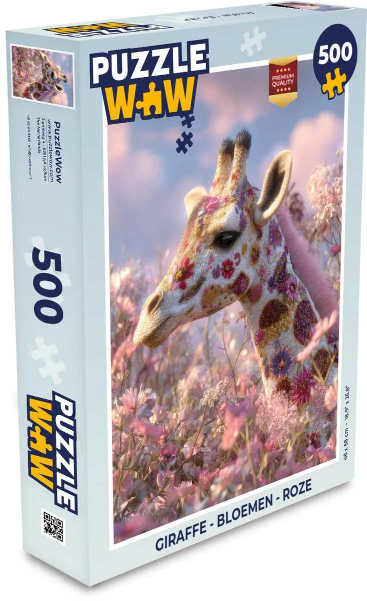 PuzzleWow Giraffe Bloemen Legpuzzel 500 Stuks