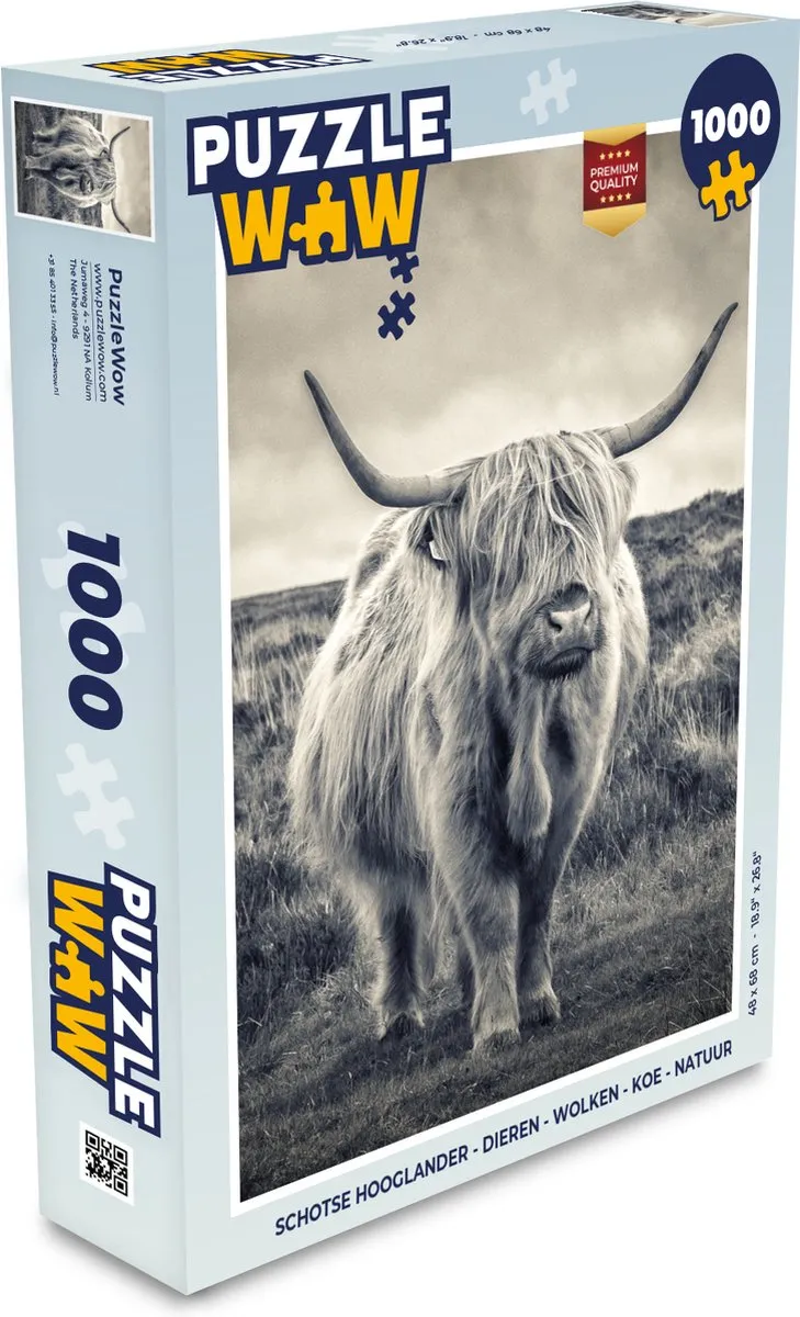 PuzzleWow Schotse Hooglander Legpuzzel 1000 Stuks - Multicolor