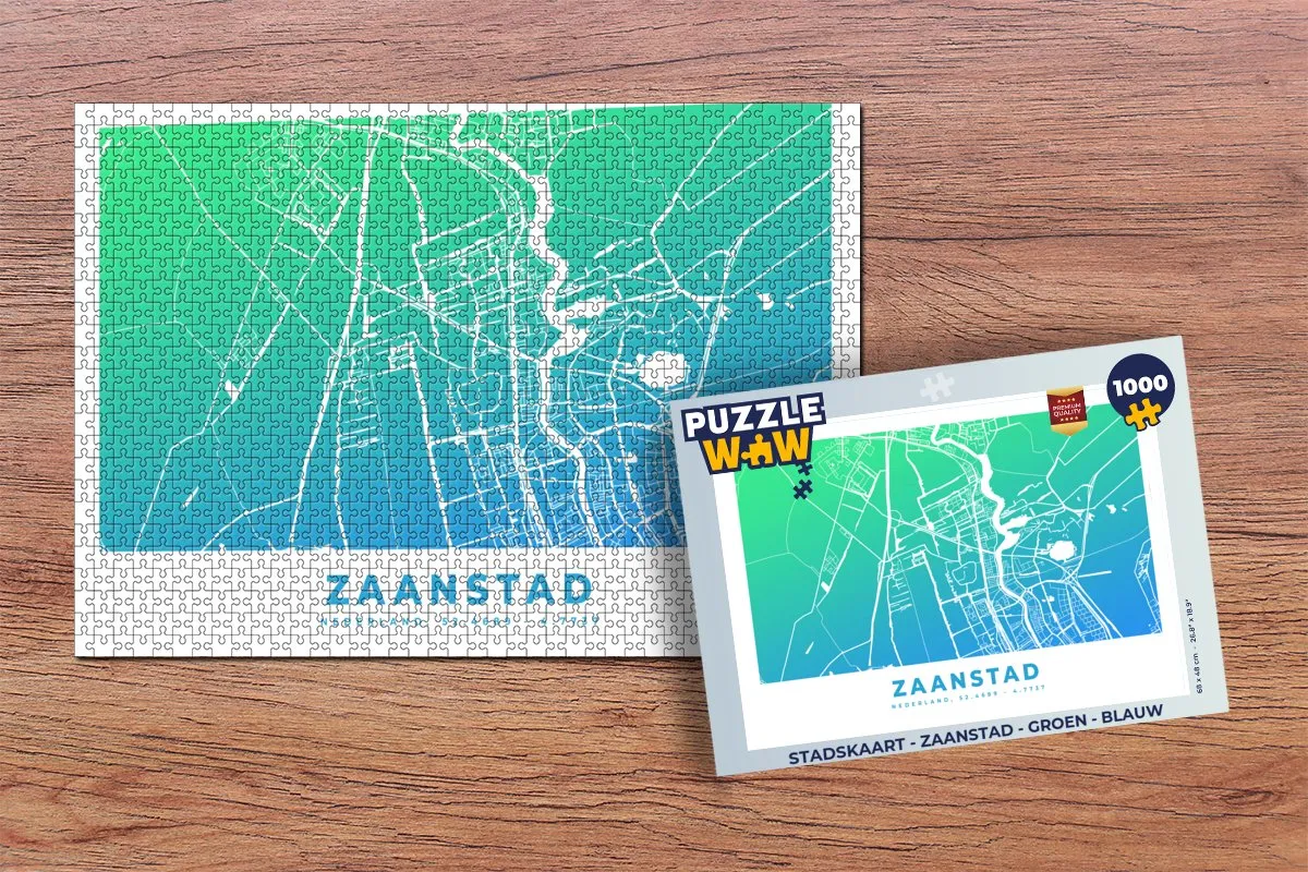 PuzzleWow Stadskaart Zaanstad Legpuzzel 1000 Stuks - Multicolor