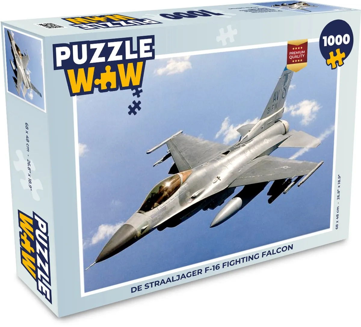 PuzzleWow F-16 Fighting Falcon Puzzel - 1000 Stukjes Multicolor