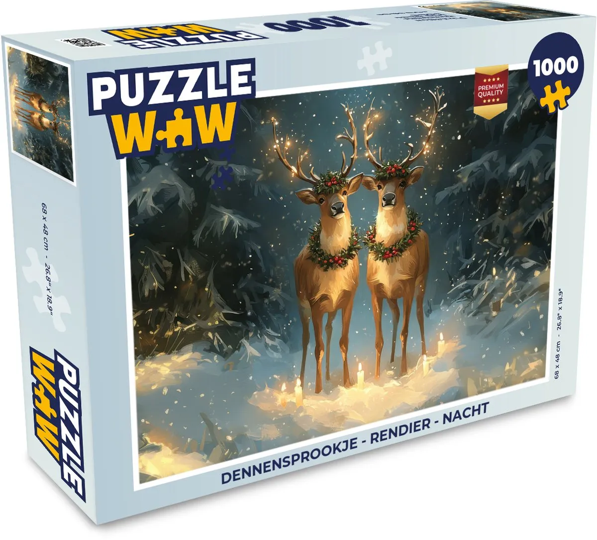 PuzzleWow Dennensprookje Rendier Nacht Puzzel - 500 Stuks