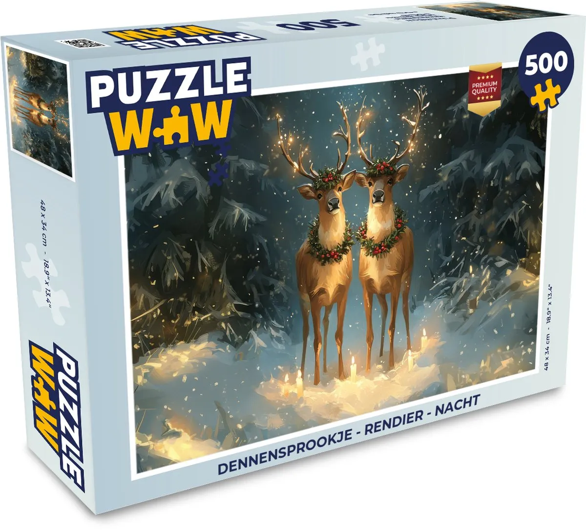 PuzzleWow Dennensprookje Rendier Nacht Puzzel