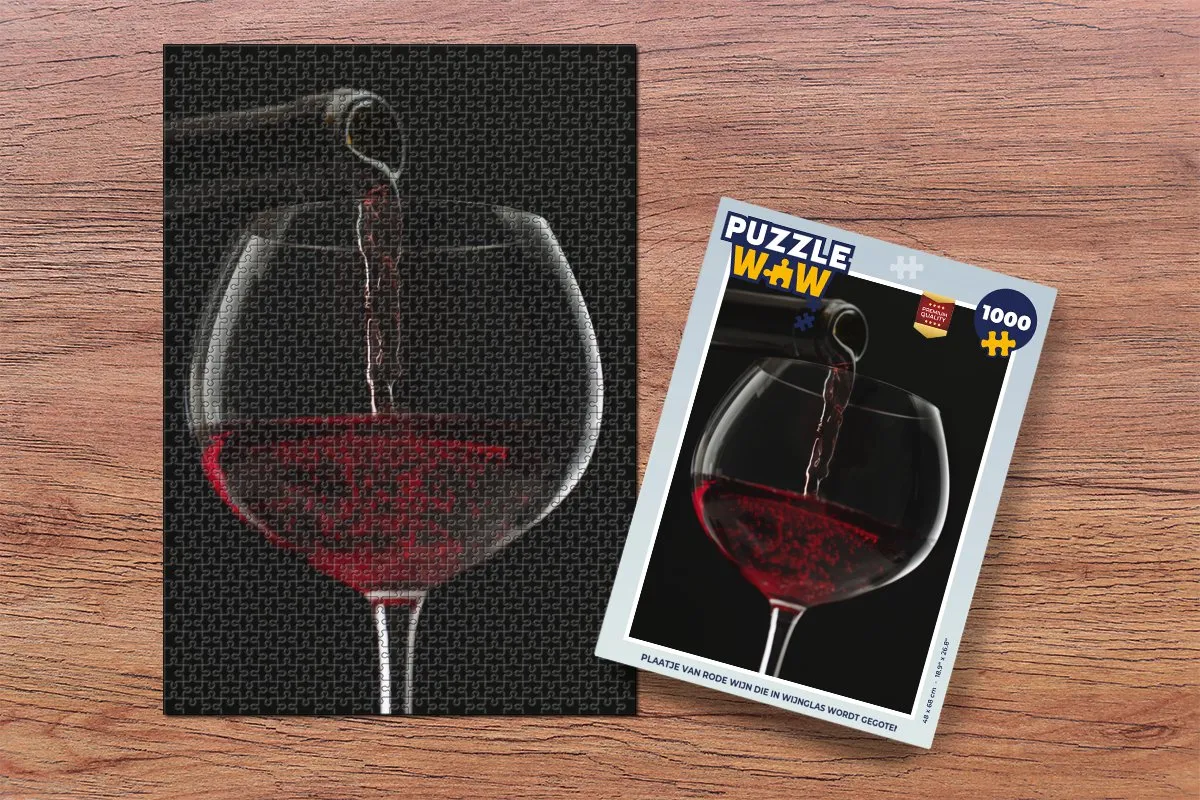 PuzzleWow Legpuzzel Rode Wijn in Glas 1000 Stuks - Multicolor
