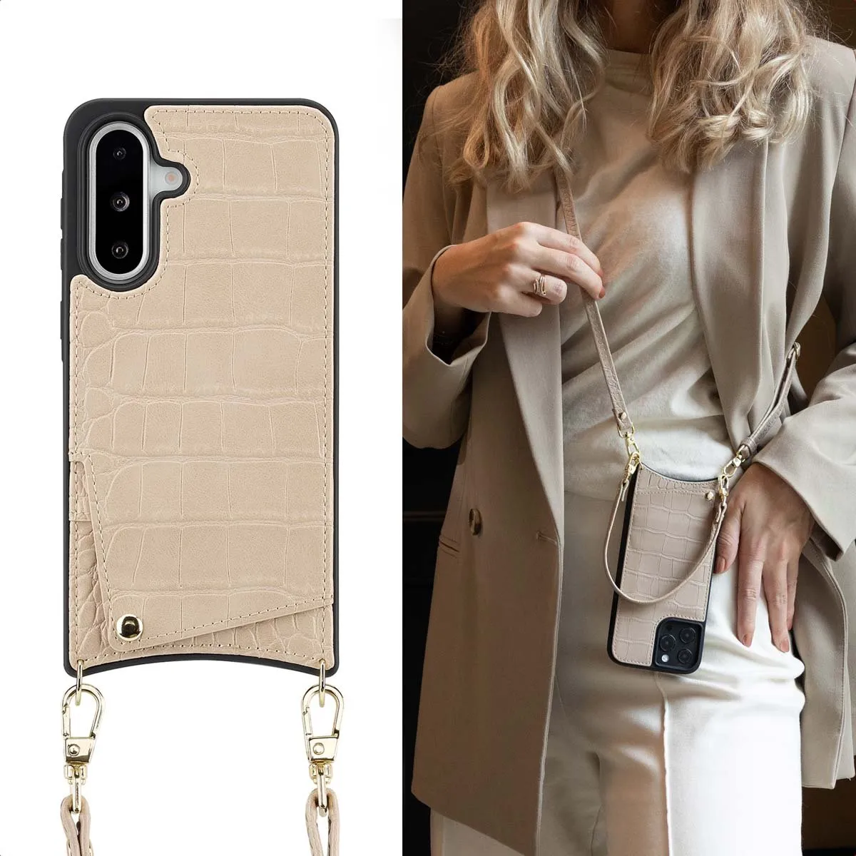 Selencia Croco Hoesje Samsung Galaxy A36/A56 - Beige