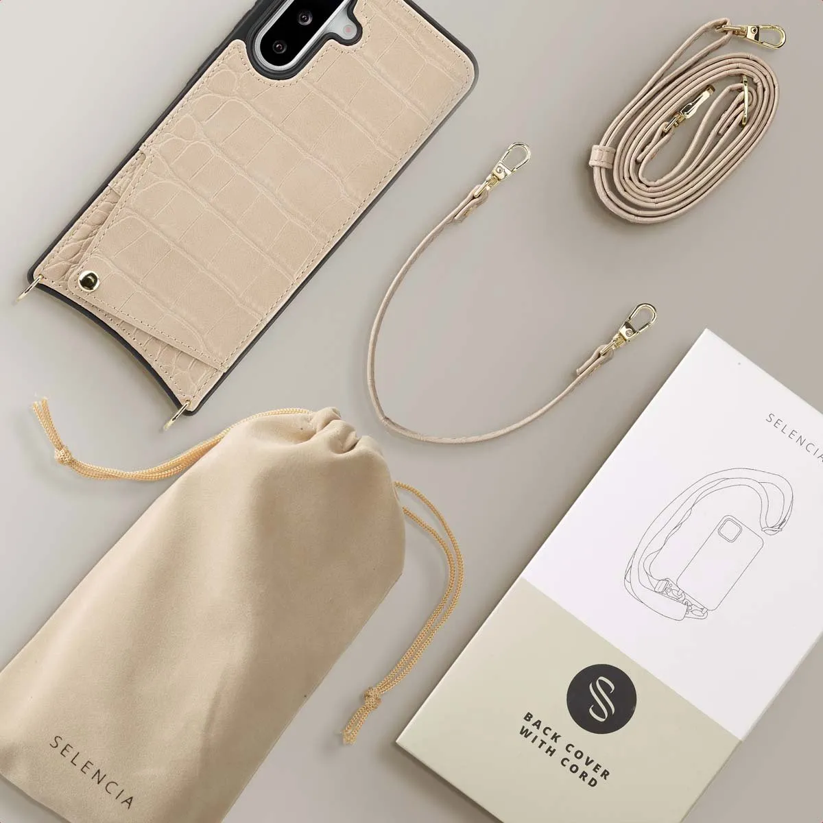 Selencia Croco Hoesje Samsung Galaxy A36/A56 - Beige - afbeelding 6 van 6