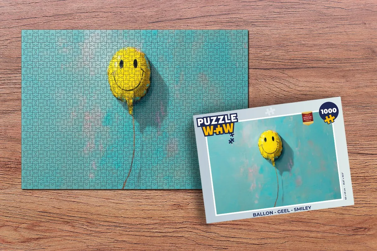 PuzzleWow Puzzel Ballon Smiley Legpuzzel 1000 Stuks - Geel