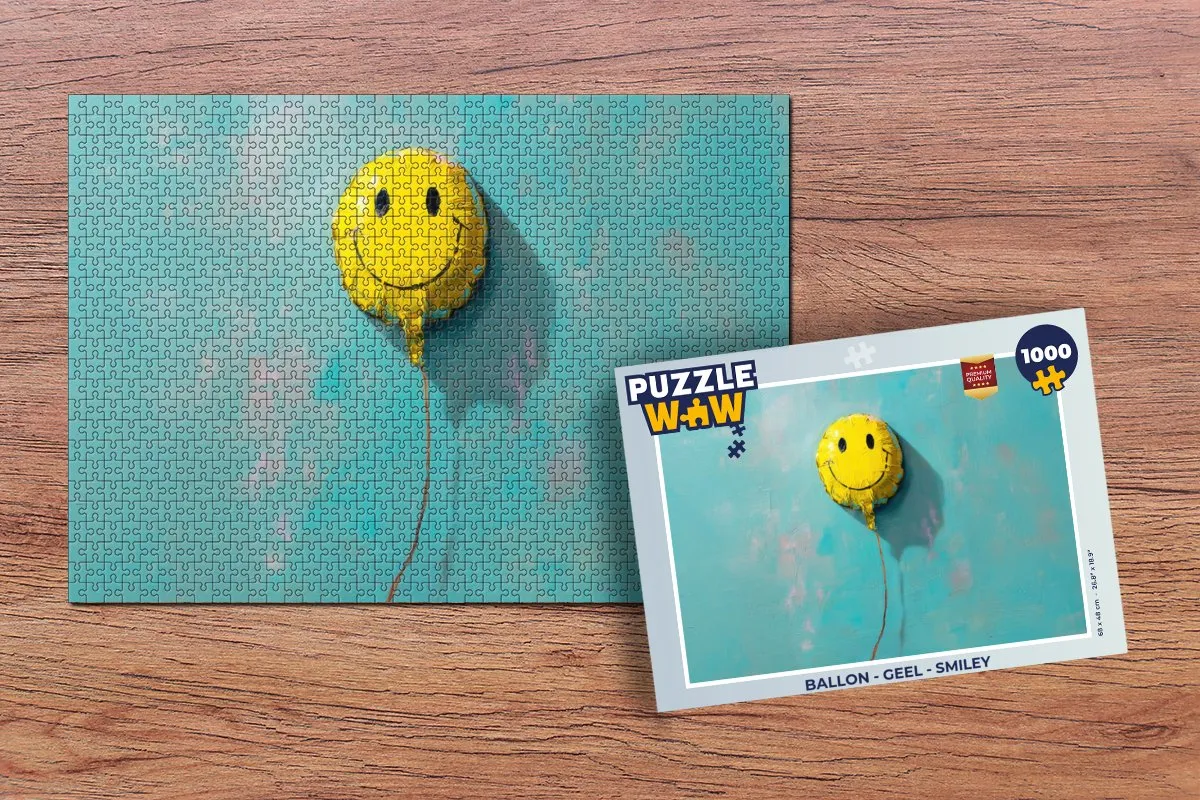 PuzzleWow Puzzel Ballon Smiley Legpuzzel 1000 Stuks - Geel