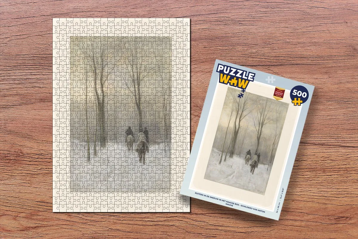 PuzzleWow Legpuzzel Ruiters in de sneeuw - Anton Mauve 500 Stuks - Multicolor