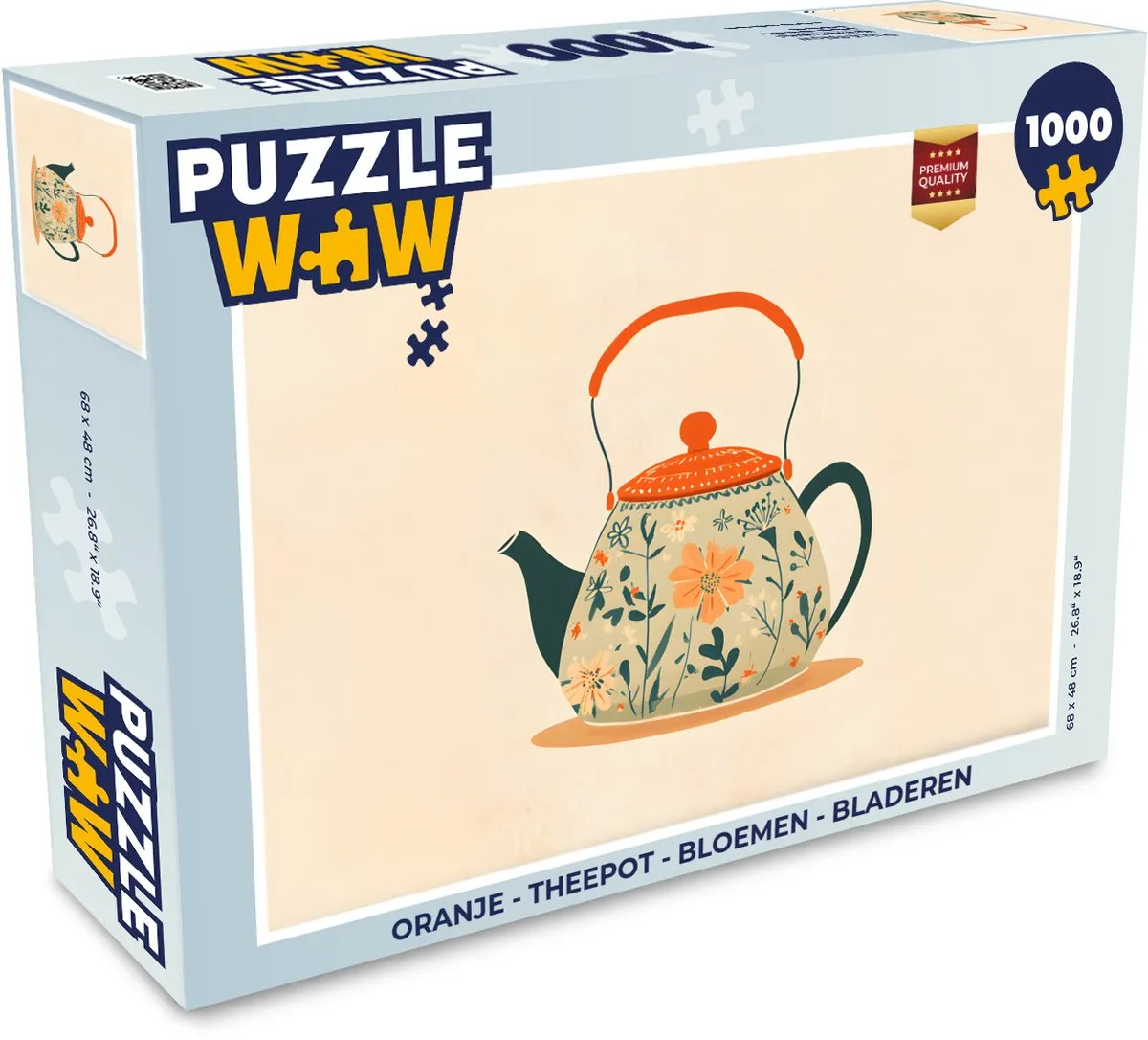 PuzzleWow Theepot Bloemen Legpuzzel 1000 Stuks - Oranje