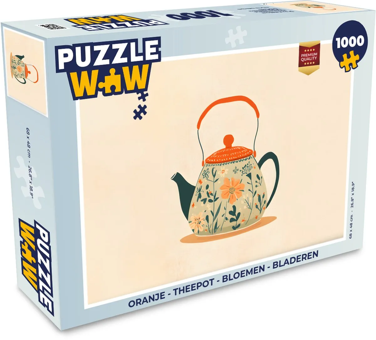 PuzzleWow Theepot Bloemen Legpuzzel 1000 Stuks - Oranje