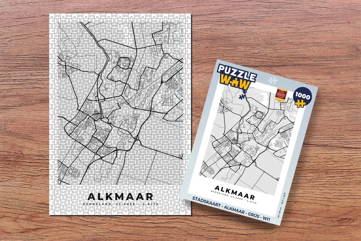 PuzzleWow Stadskaart Alkmaar Legpuzzel 1000 Stuks - Multicolor