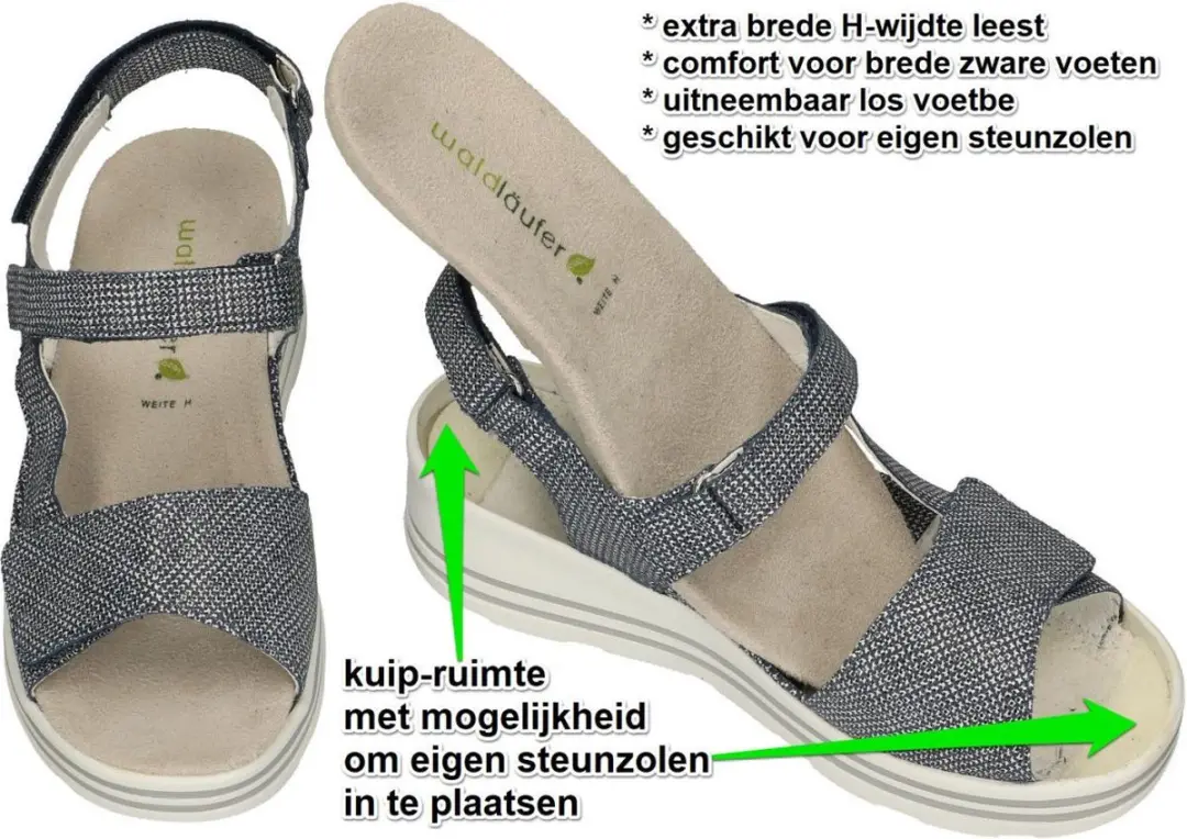 Waldläufer 728003 H-Michelle Sandalen - Blauw 37.5 - afbeelding 2 van 6
