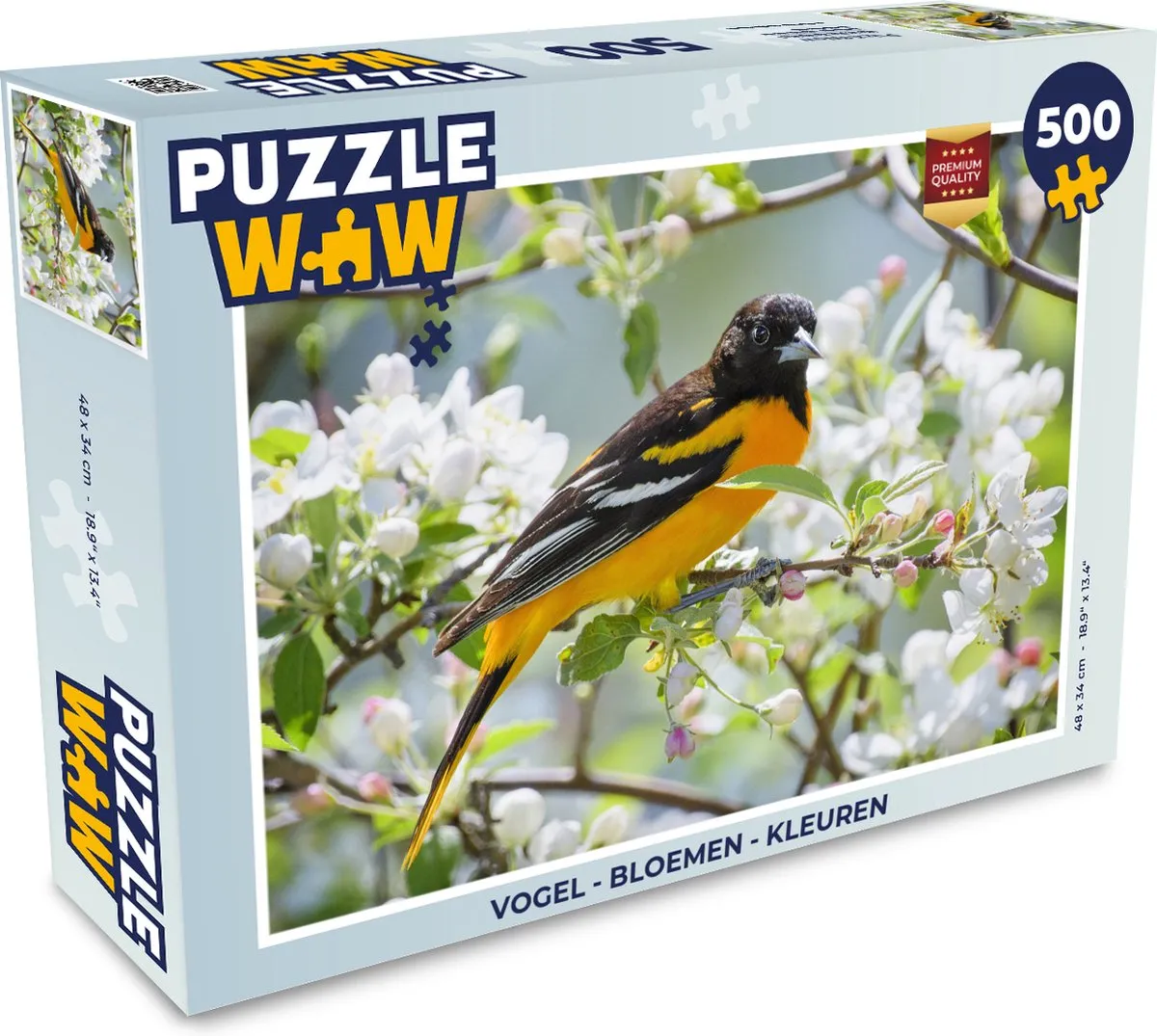 PuzzleWow Vogel Bloemen Kleuren Legpuzzel 500 Stuks
