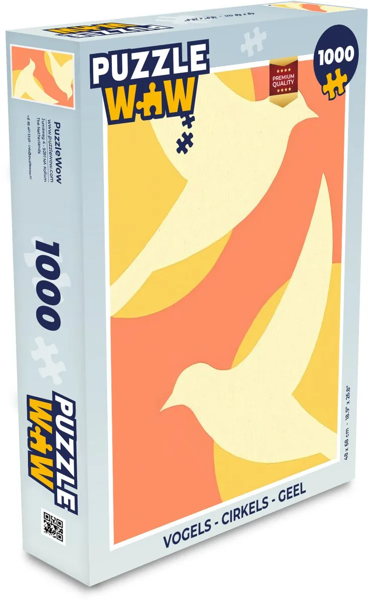 PuzzleWow Vogels Cirkels Legpuzzel 1000 Stuks - Geel