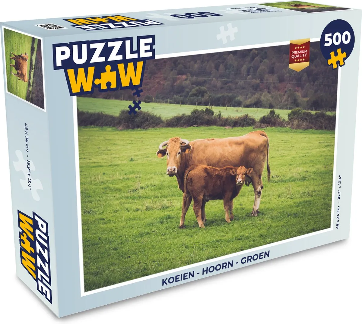 PuzzleWow Koeien Hoorn Legpuzzel 500 Stuks