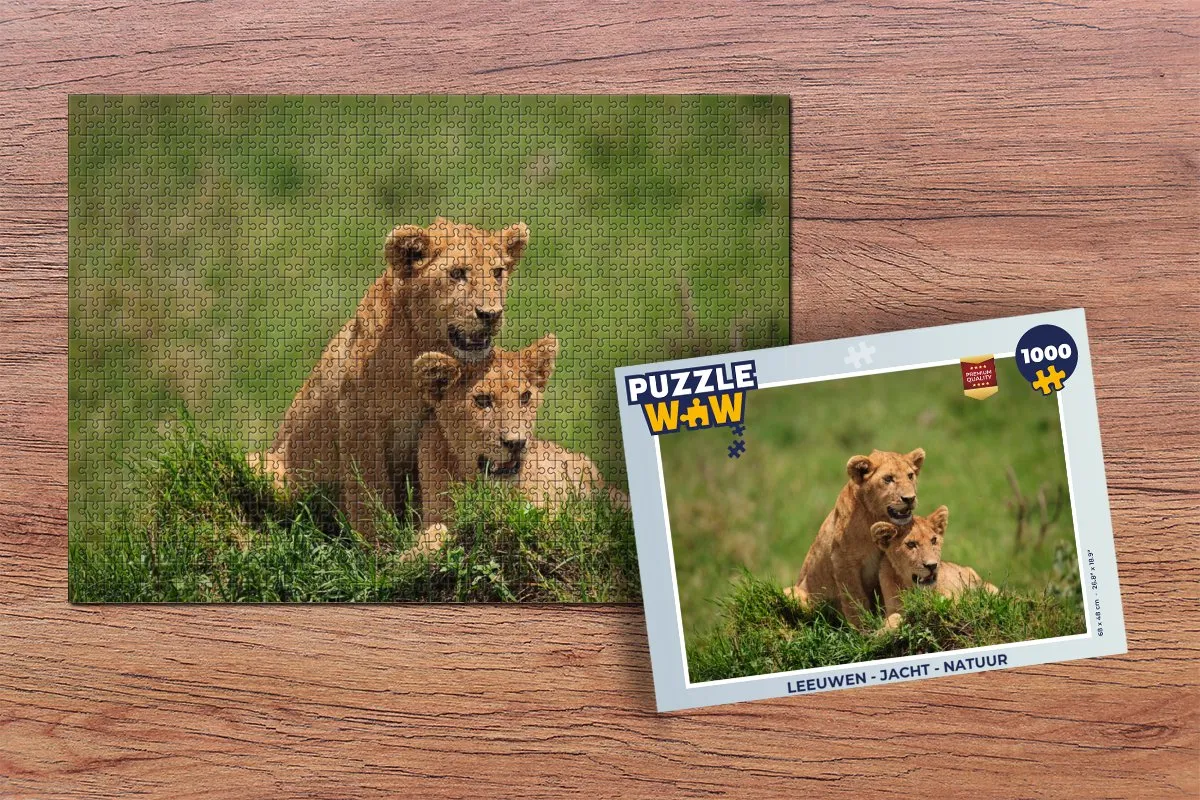 PuzzleWow Leeuwen Jacht Natuur Legpuzzel 1000 Stuks - Multicolor